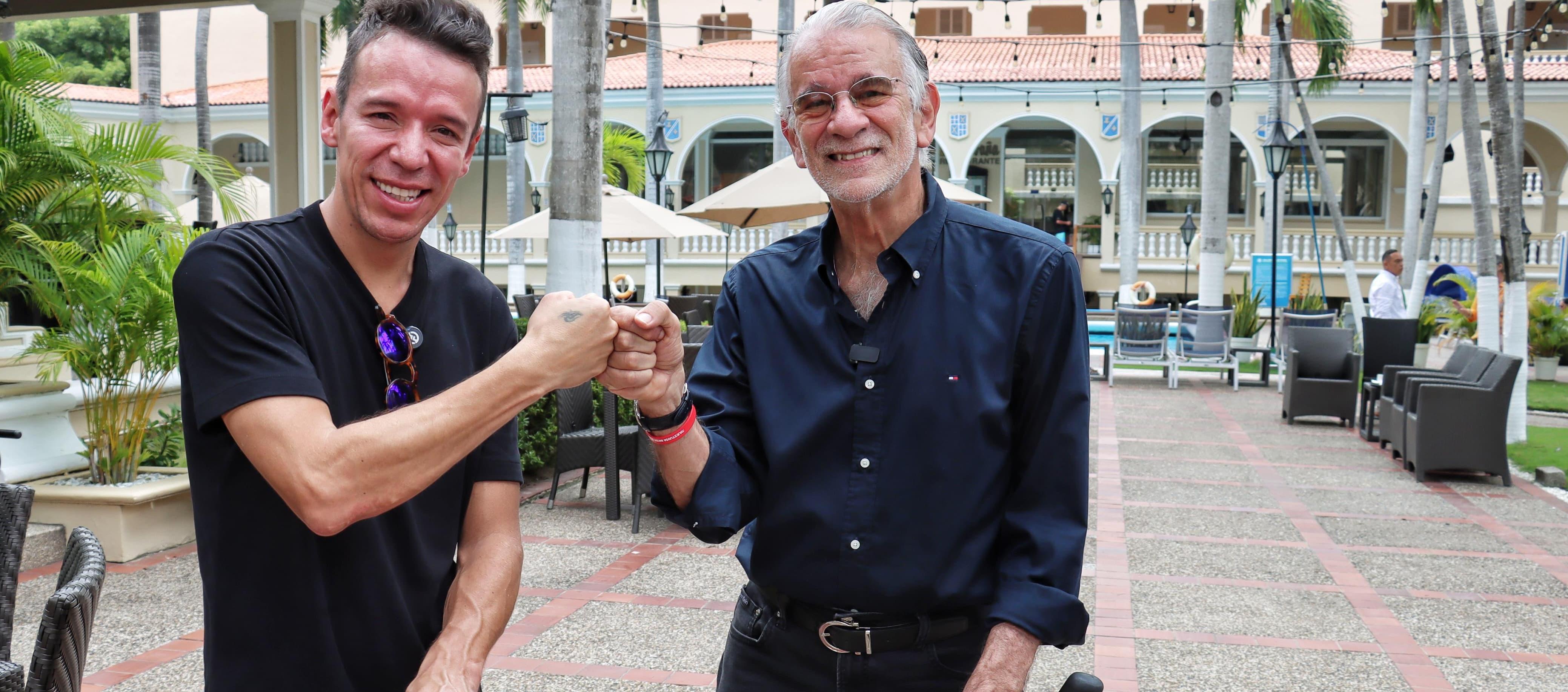 Rigoberto Urán con el gobernador del Atlántico, Eduardo Verano. 