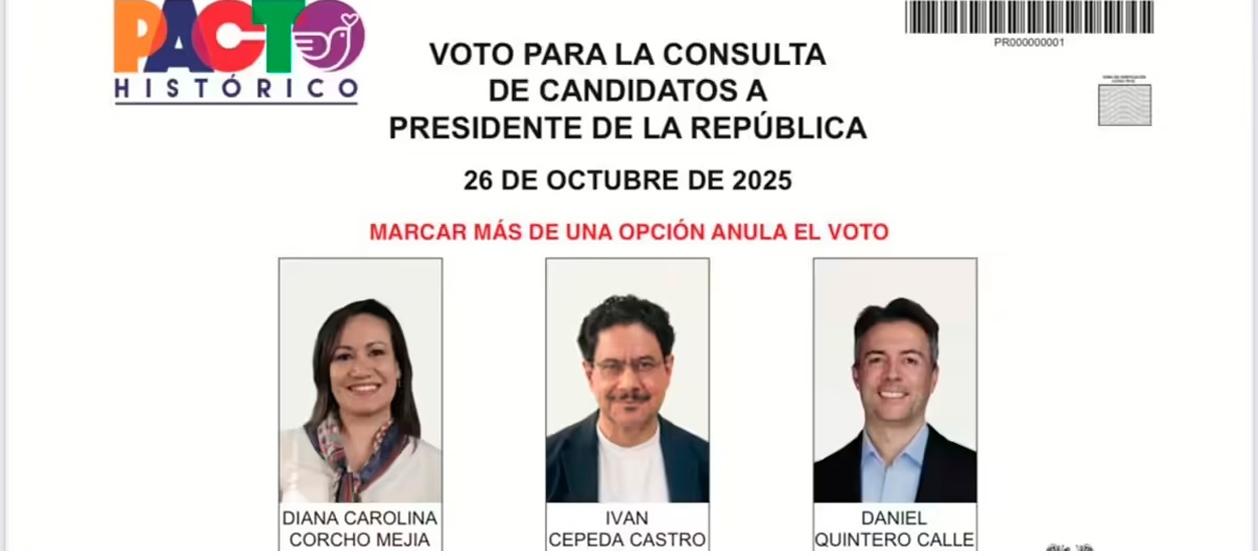 Tarjeta electoral de la consulta del Pacto Histórico.