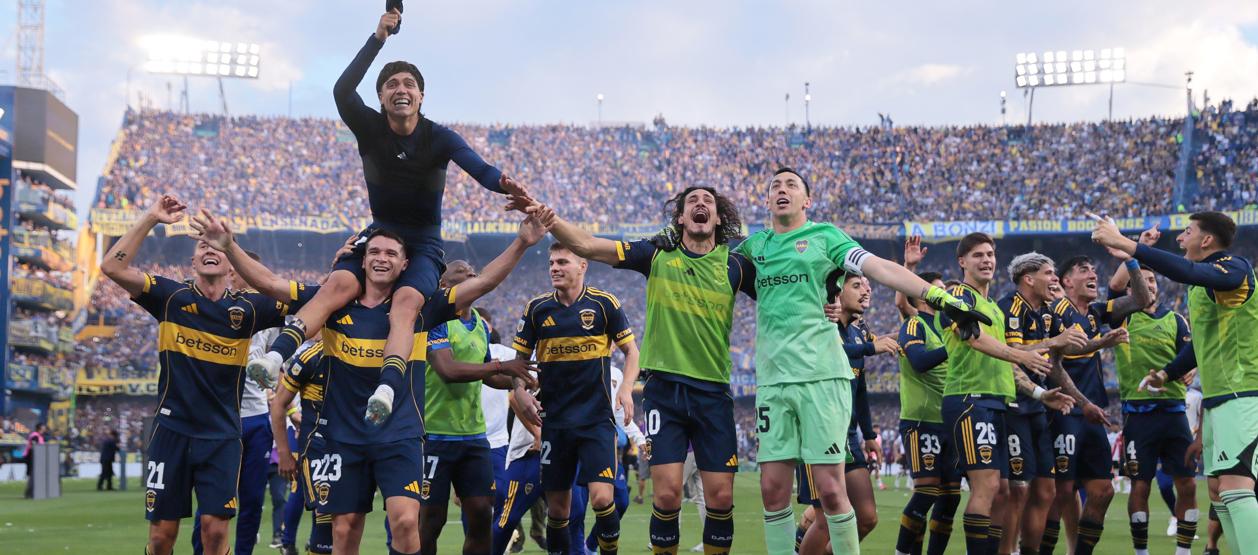 La celebración de los jugadores de Boca.