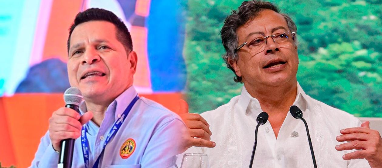 El presidente de la USO, César Loza y el Presidente Gustavo Petro.