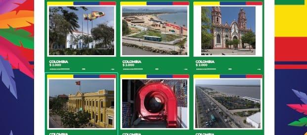 Estampillas de lugares emblemáticos de Barranquilla. 