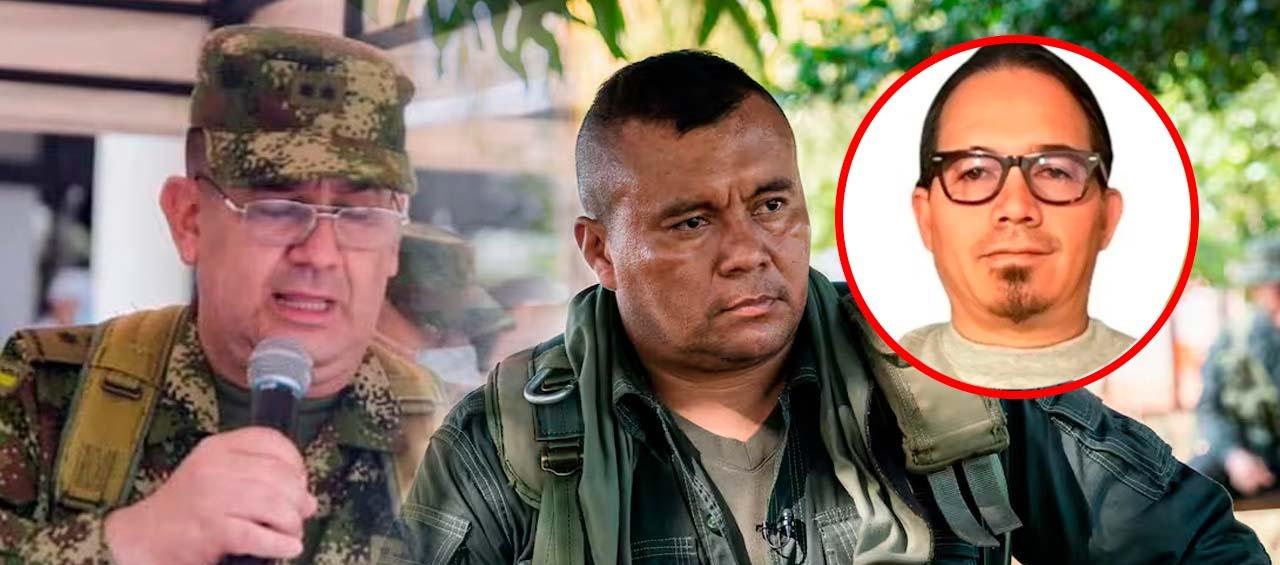 El general Juan Miguel Huertas, alias 'Calarcá' y Wilmar Mejía, director estratégico de la DNI.