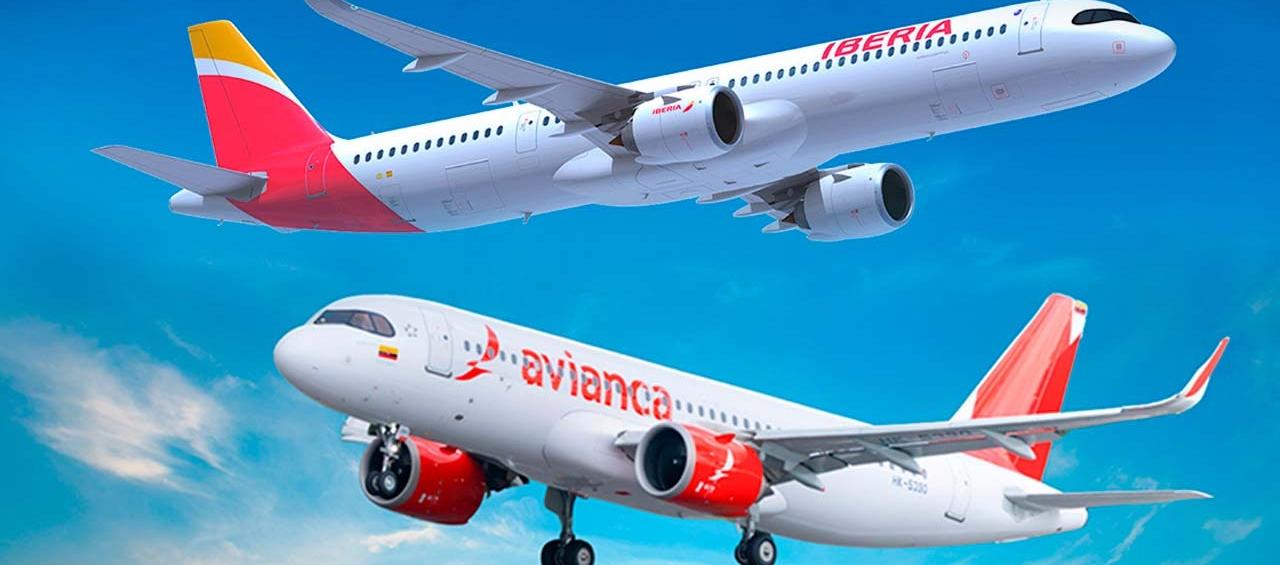 Aviones de Iberia y Avianca. 