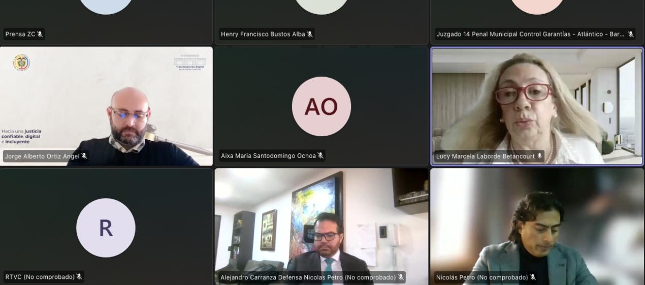 Aspecto de la audiencia de formulación de imputación contra Nicolás Petro este lunes. 