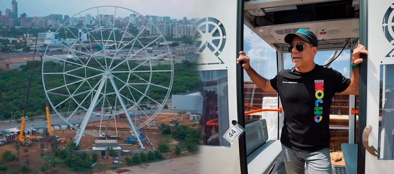 La 'Luna del Río' y el Alcalde Alex Char en una de las cabinas.