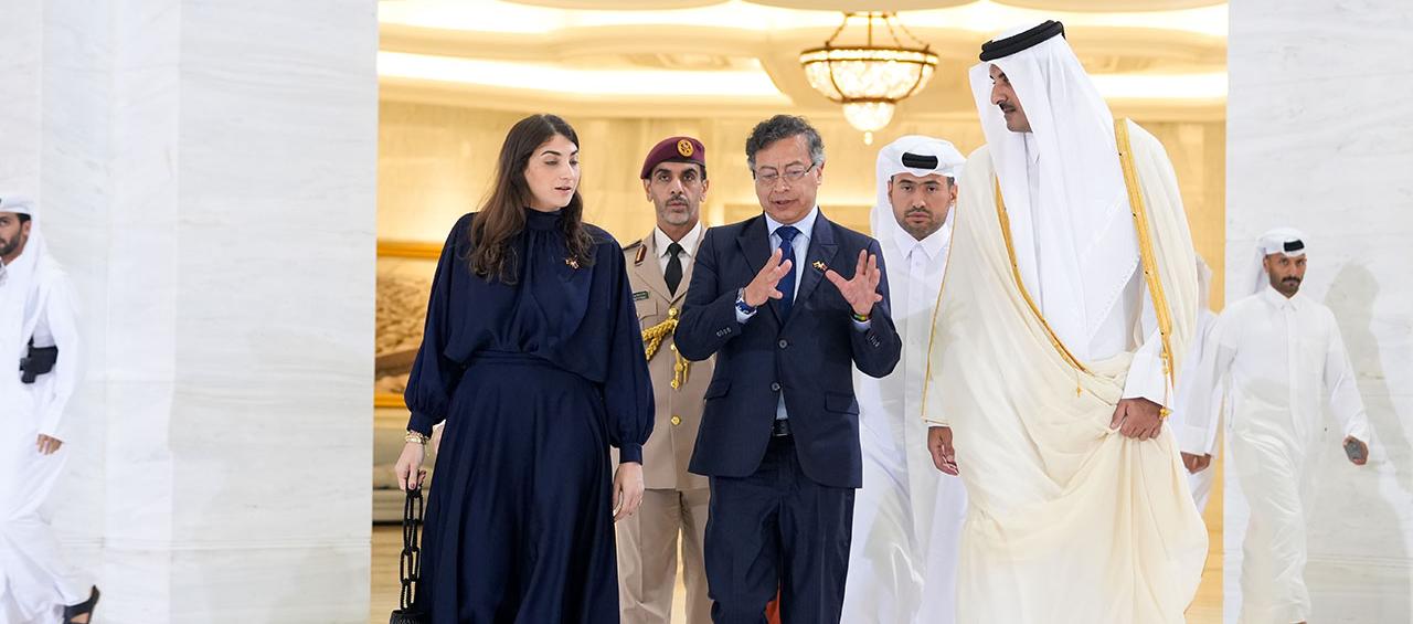 ​El Presidente Gustavo Petro y el emir de Catar, el jeque Tamim bin Hamad Al Thani.