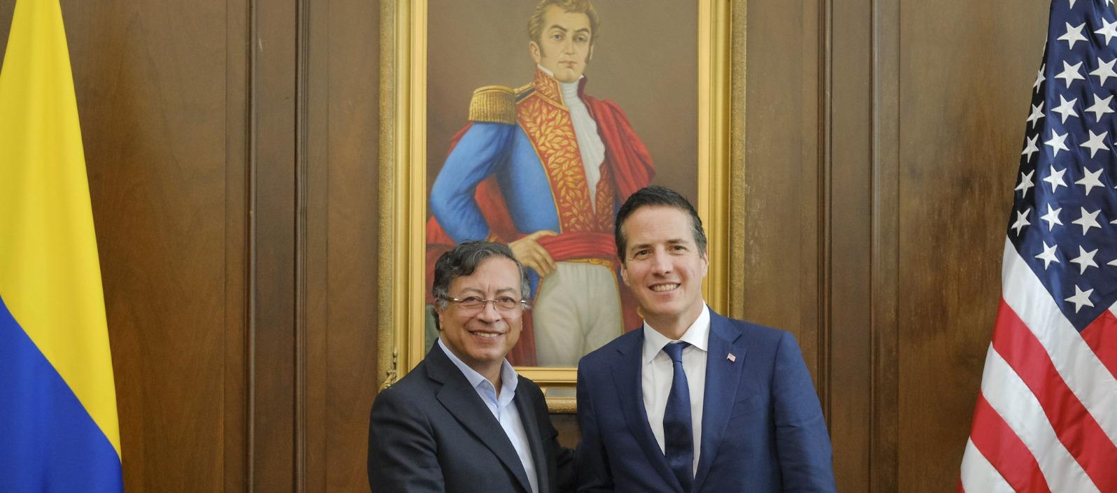 El Presidente Gustavo Petro y el senador de EE.UU., Bernie Moreno.