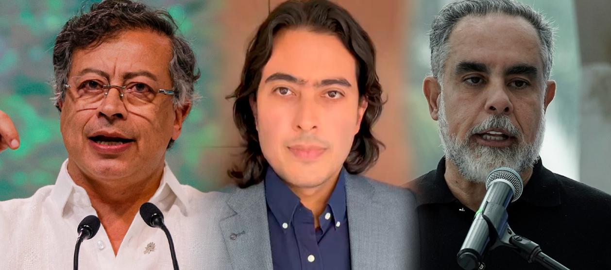 Presidente Gustavo Petro, su hijo Nicolás Petro y el ministro del Interior Armando Benedetti. 