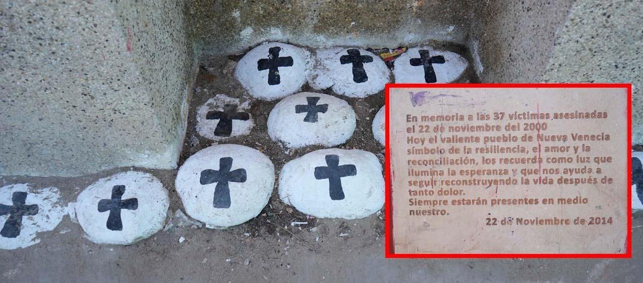 Símbolos de la masacre de Nueva Venecia