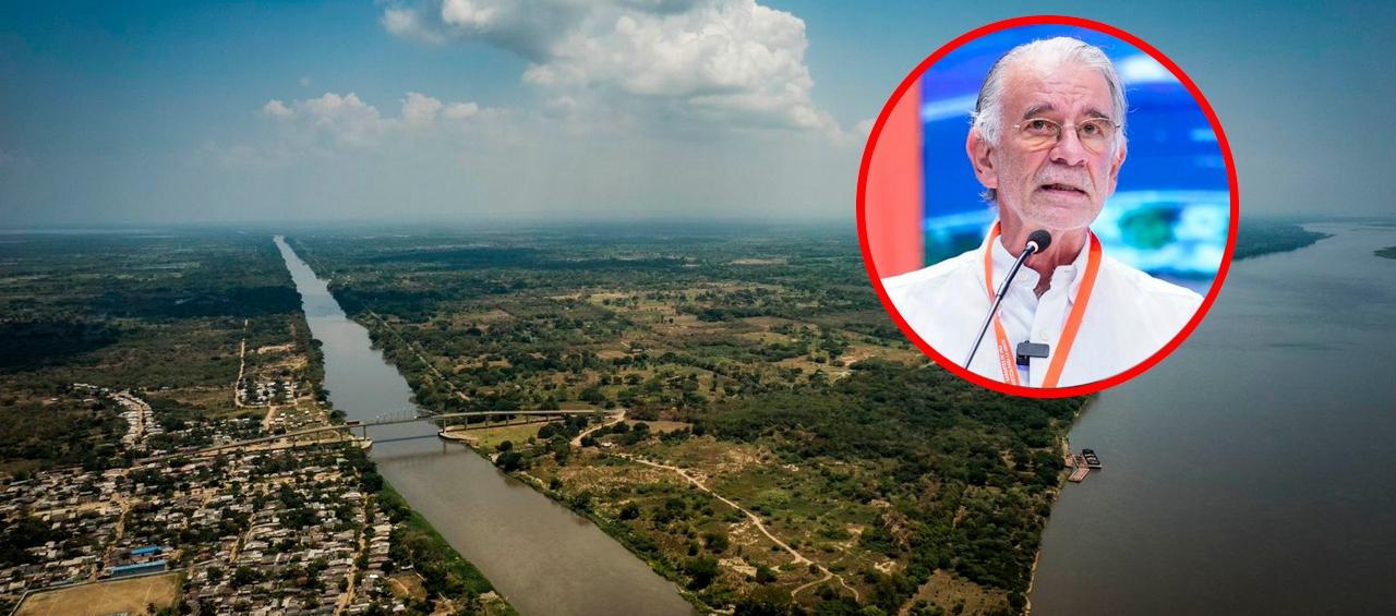 Canal del Dique y el gobernador Eduardo Verano (círculo).