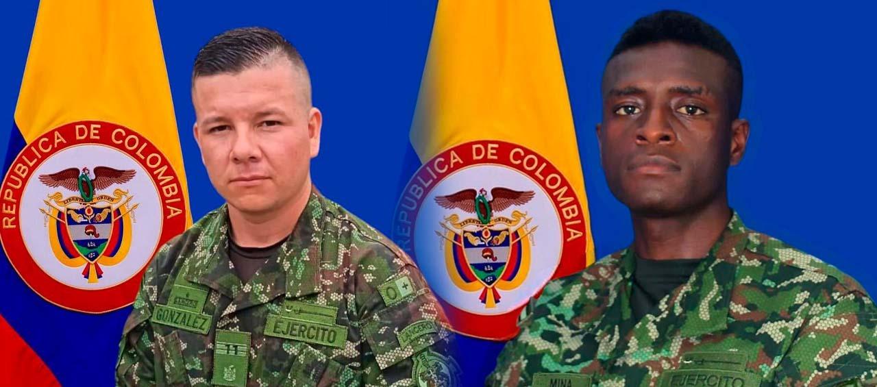 Ángel González y Édgar Mina, soldados profesionales secuestrados.