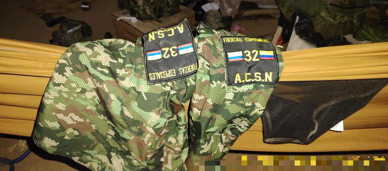 Camuflado incautado por el Ejército. 