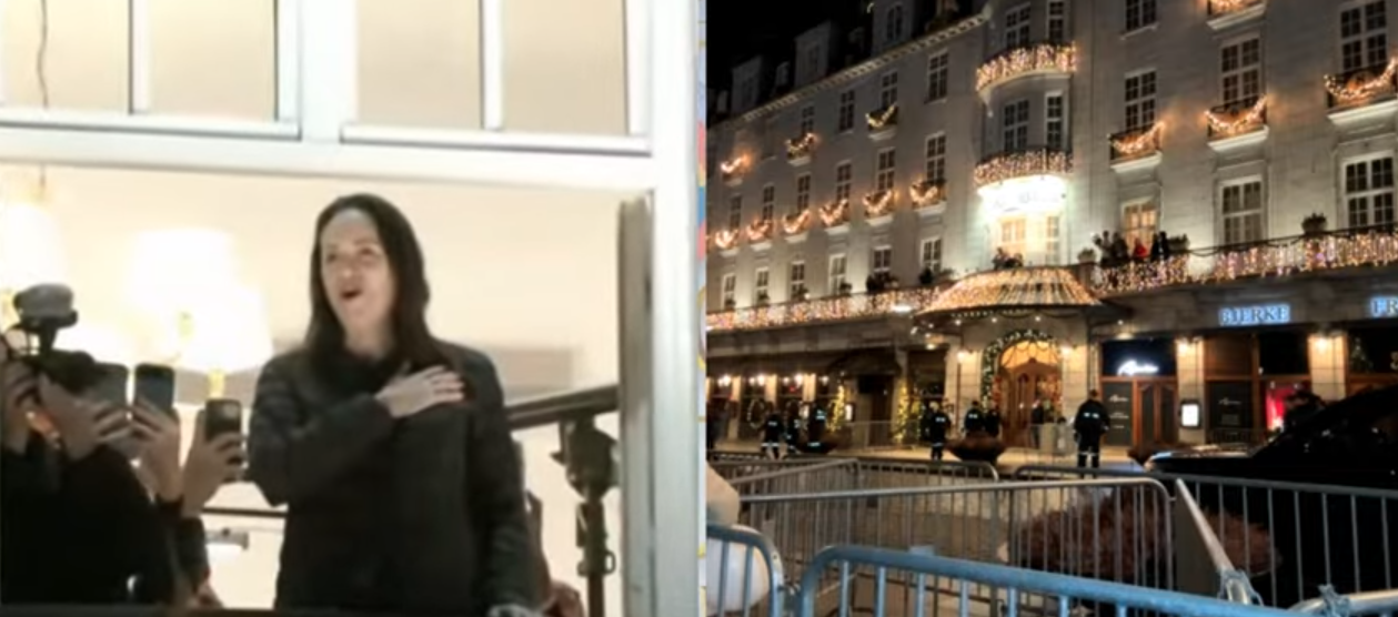 María Corina Machado desde el balcón del Gran Hotel. 