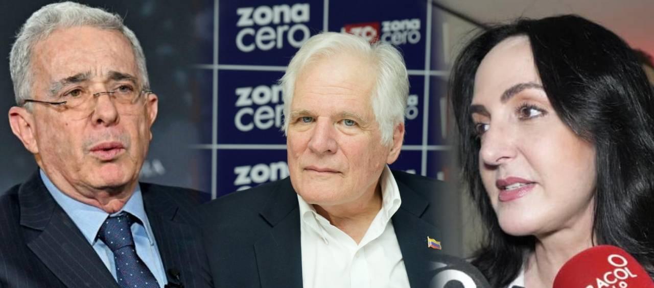 El expresidente Álvaro Uribe, Miguel Uribe Londoño y María Fernanda Cabal.