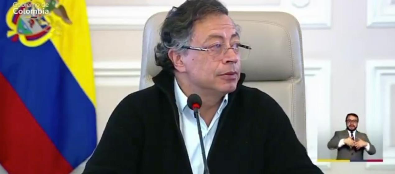 El Presidente Gustavo Petro durante el Consejo de Ministros esta noche.