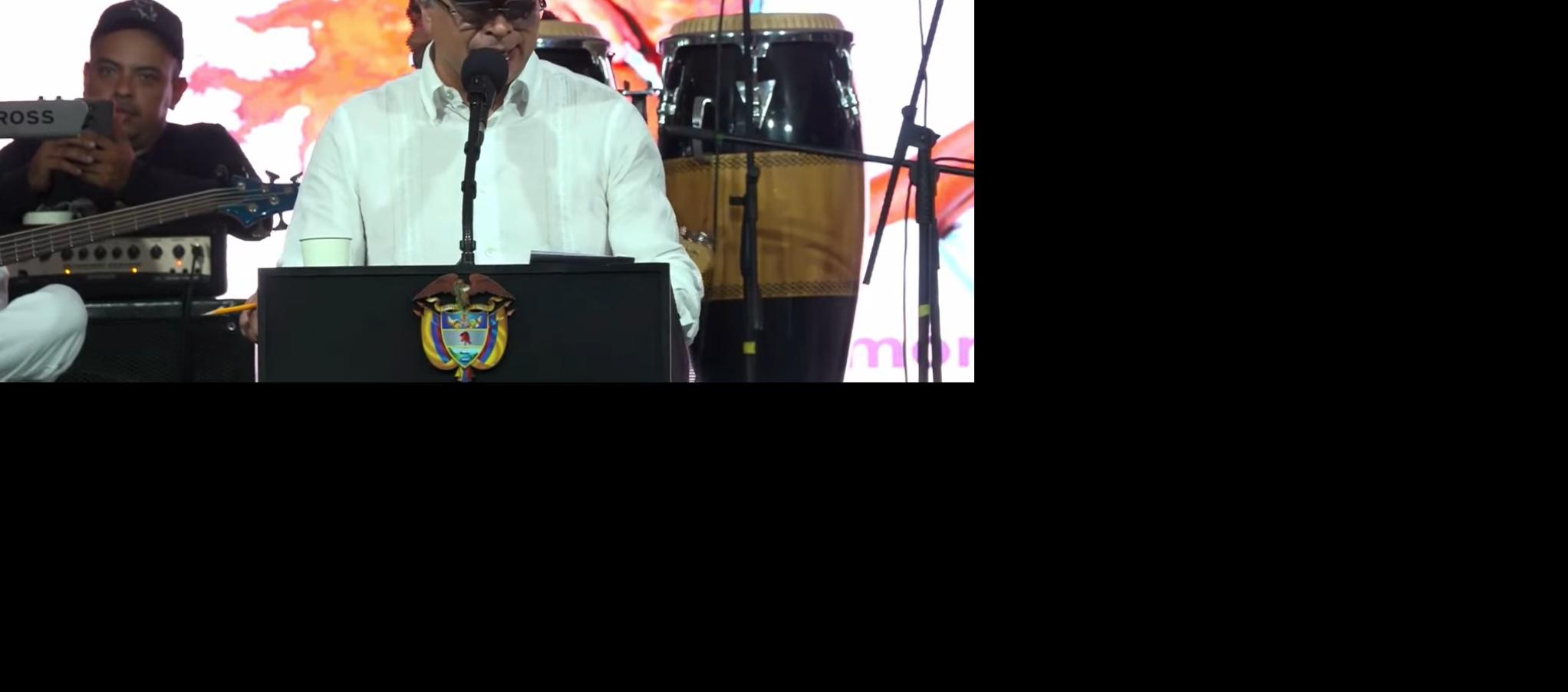 El Presidente Gustavo Petro durante su discurso este sábado en Ciénaga. 