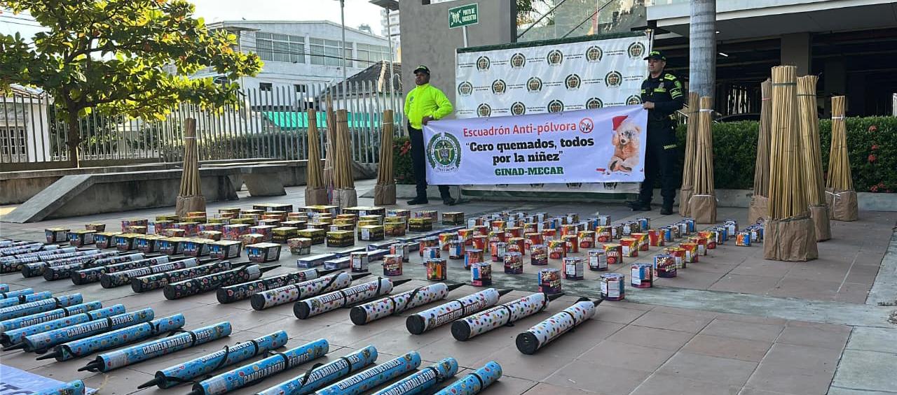 Pólvora incautada por la Policía en Cartagena. 