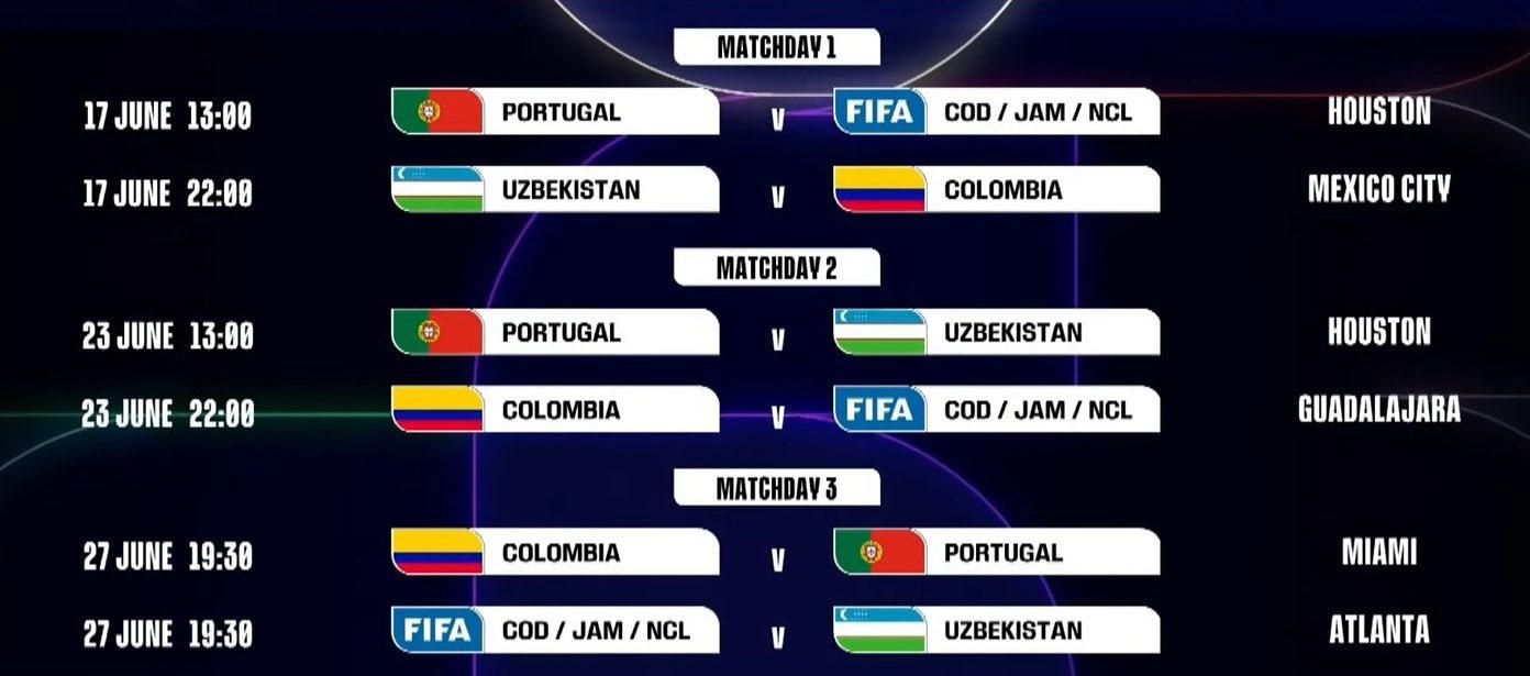 Programación de partidos del Grupo K del Mundial 2026.