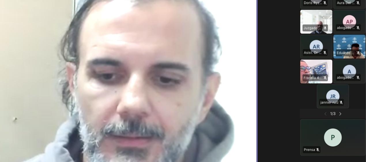 Álvaro Rivera Ramírez en la audiencia virtual de este lunes. 