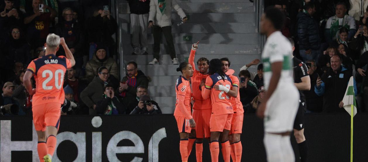 La celebración de los jugadores del Barcelona.