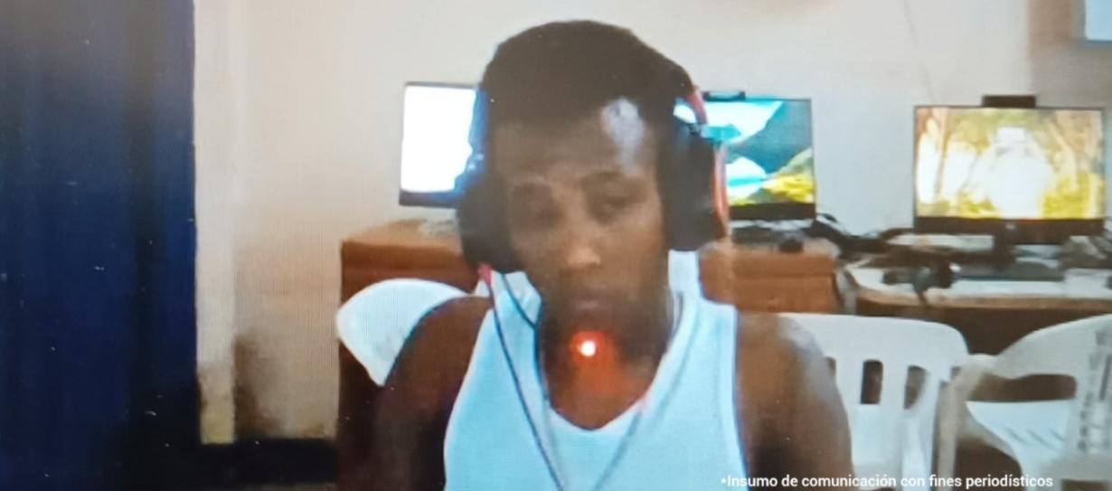 Jair Valencia Solís durante la audiencia virtual. 