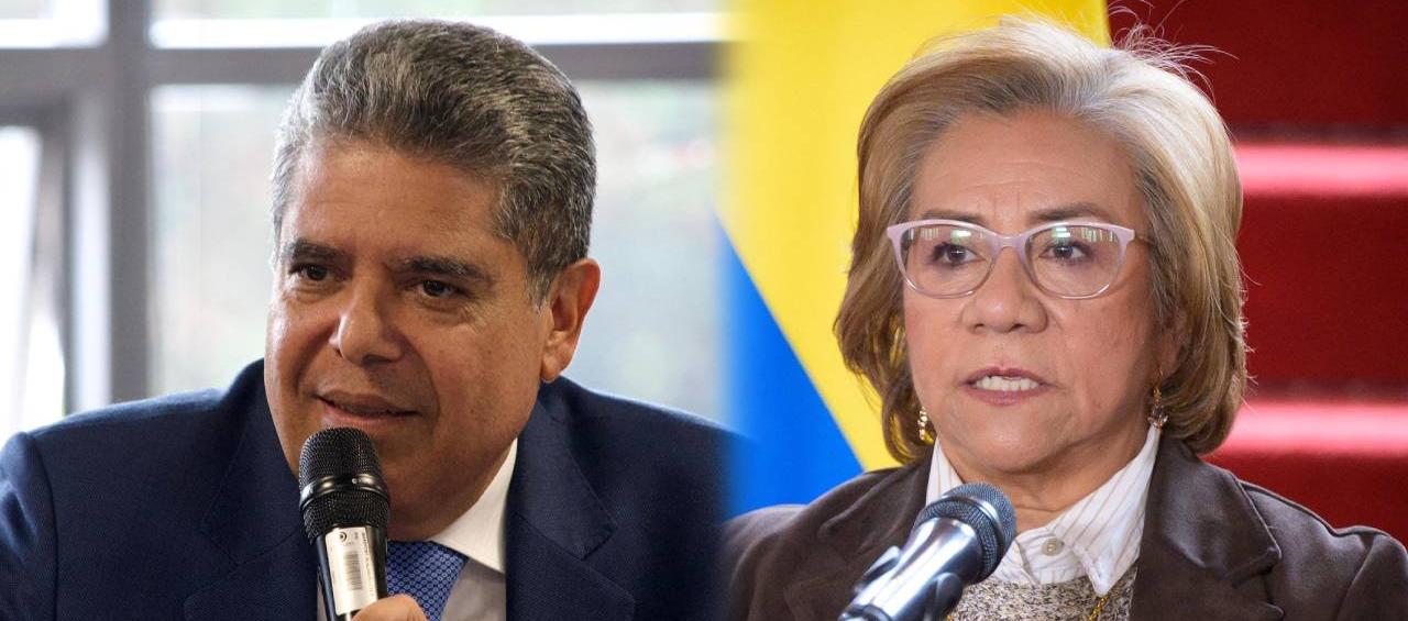 El contralor Carlos Hernán Rodríguez y la canciller Rosa Villavicencio.
