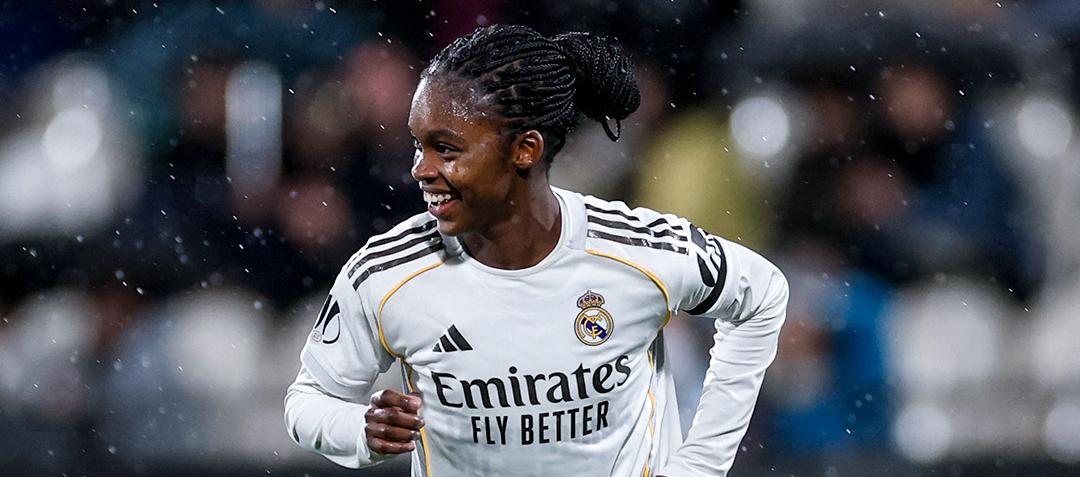 Linda Caicedo celebrando su gol al Atlético de Madrid.