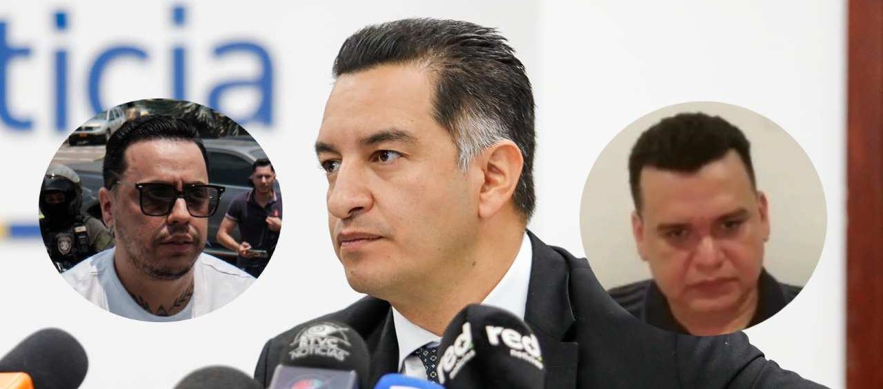 Jorge Eliécer Díaz, alias 'Castor'; el ministro de Justicia, Andrés Idárraga, y Digno Palomino.