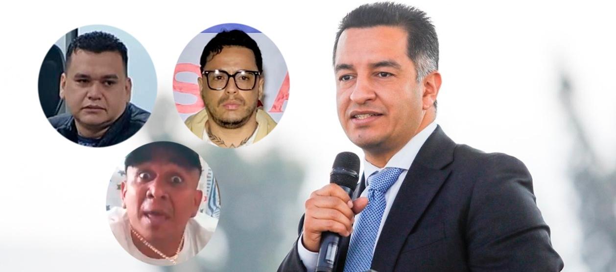 Digno Palomino, Jorge Eliécer Díaz Collazos, alias 'Castor'; Ober Ricardo Martínez Gutiérrez, alias ‘El Negro Ober’; y el Ministro de Justicia, Andrés Idárraga Franco.