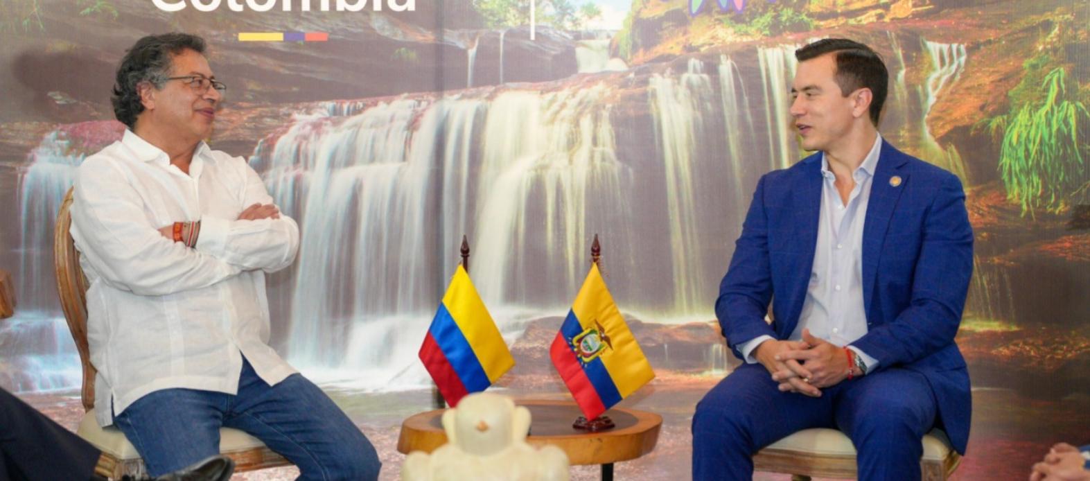 Los presidentes de Colombia y Ecuador, Gustavo Petro y Daniel Noboa, respectivamente.