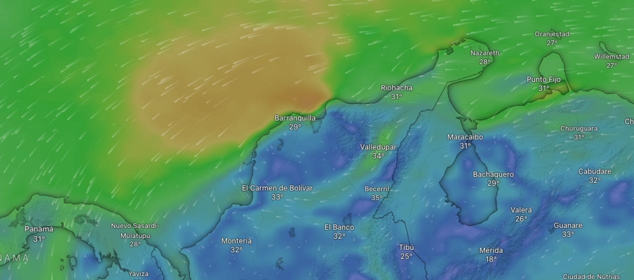 Los vientos que se registran en la Región Caribe. 
