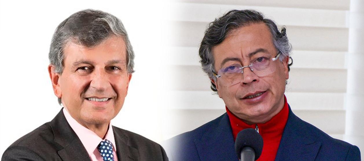 Juan Martin Caicedo, presidente de la CCI, y Gustavo Petro, presidente de la República.