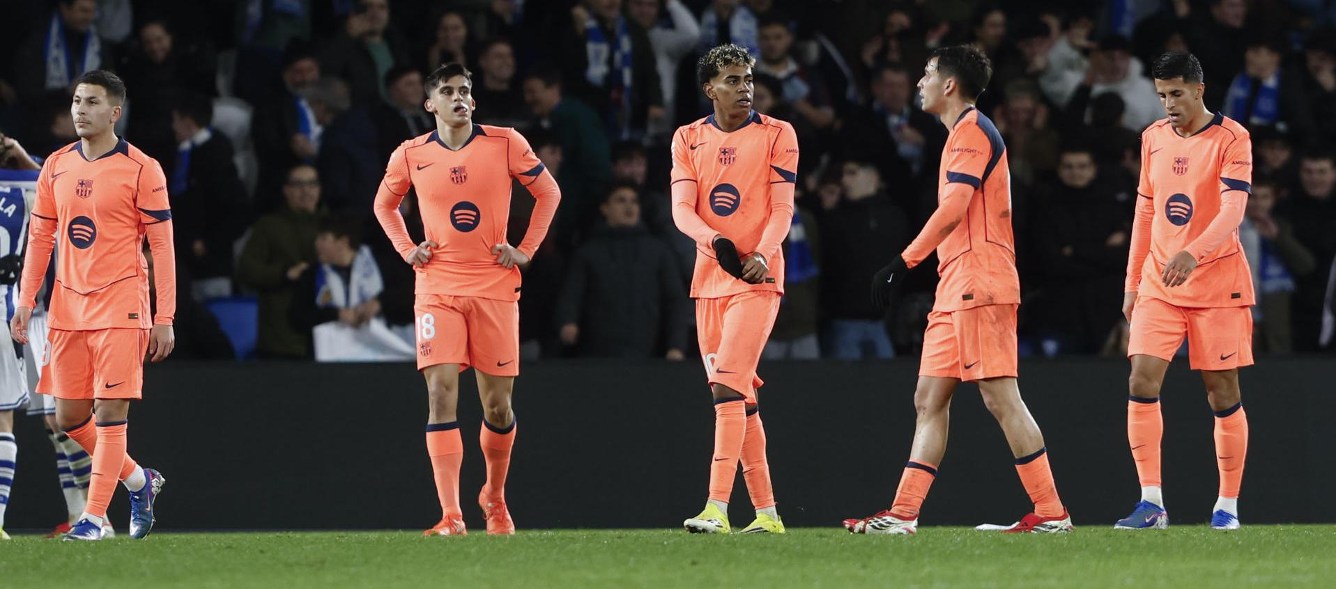 Lamento de los jugadores del Barcelona.