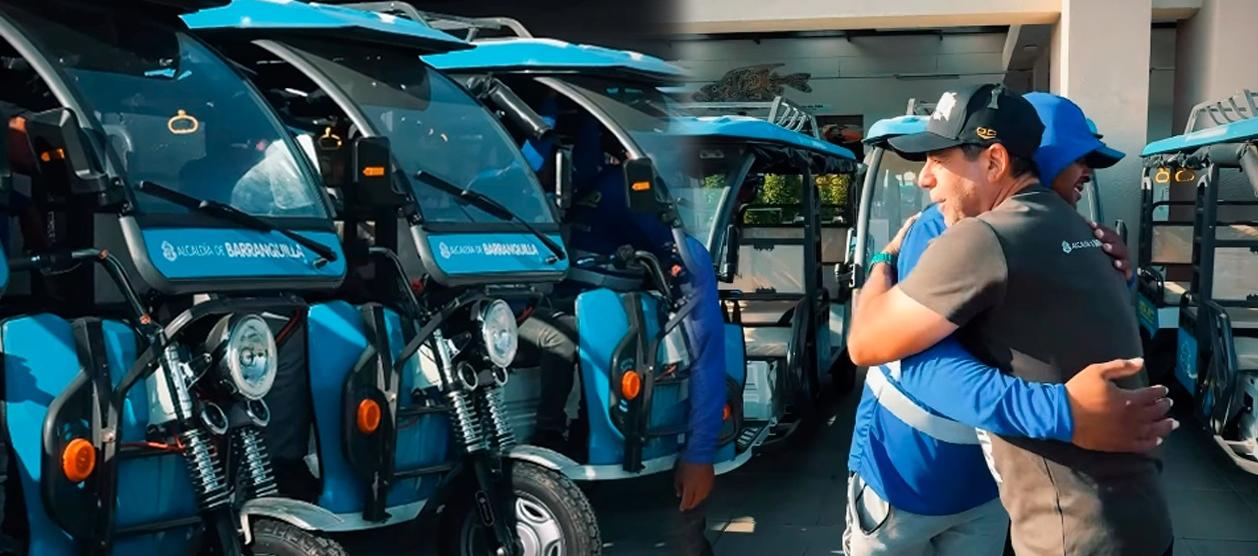 Alcalde Char durante la entrega de los vehículos eléctricos a los mototaxistas. 