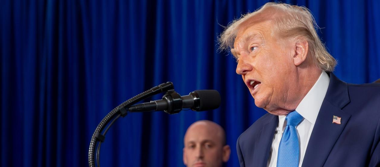 El presidente de Estados Unidos, Donald Trump, durante la rueda de prensa que concedió este sábado. 