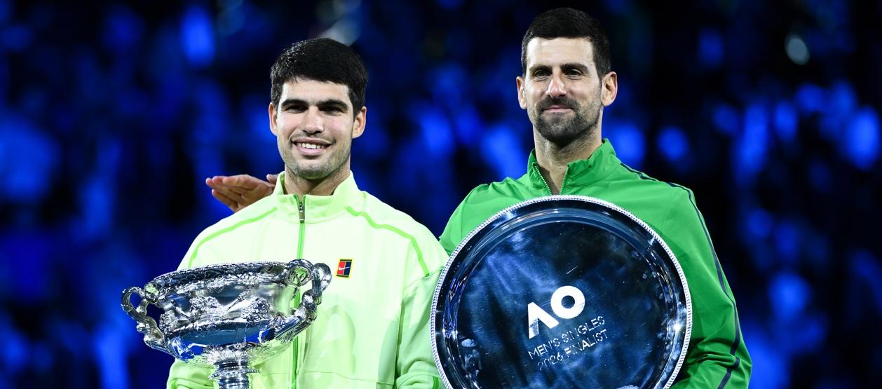 Carlos Alcaraz y Novak Djokovic.