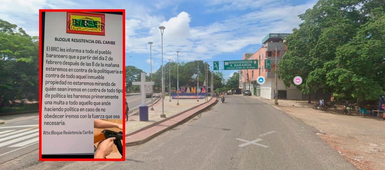 Panfleto amenazante en Baranoa. 