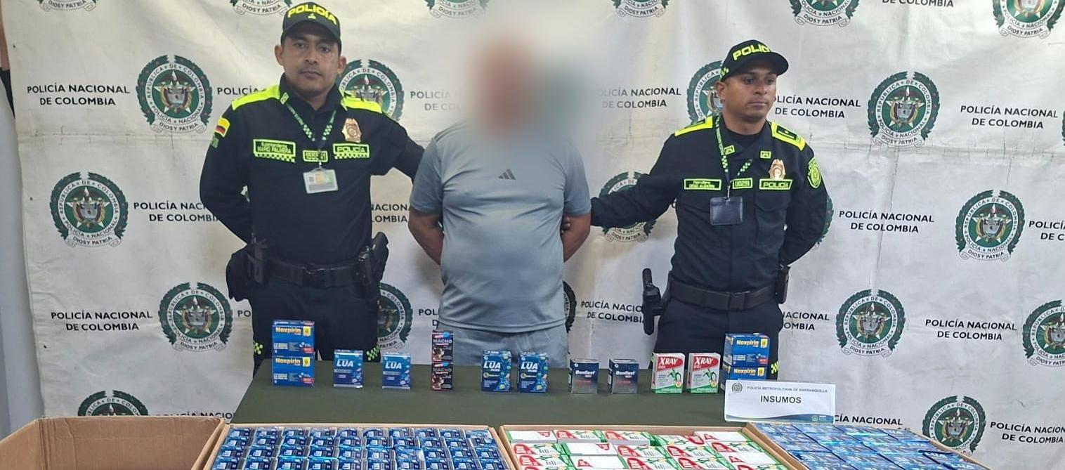 Medicamentos adulterados y el capturado.