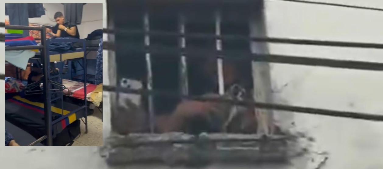 Los auxiliares del Inpec y las dos personas que grababan el desfile.