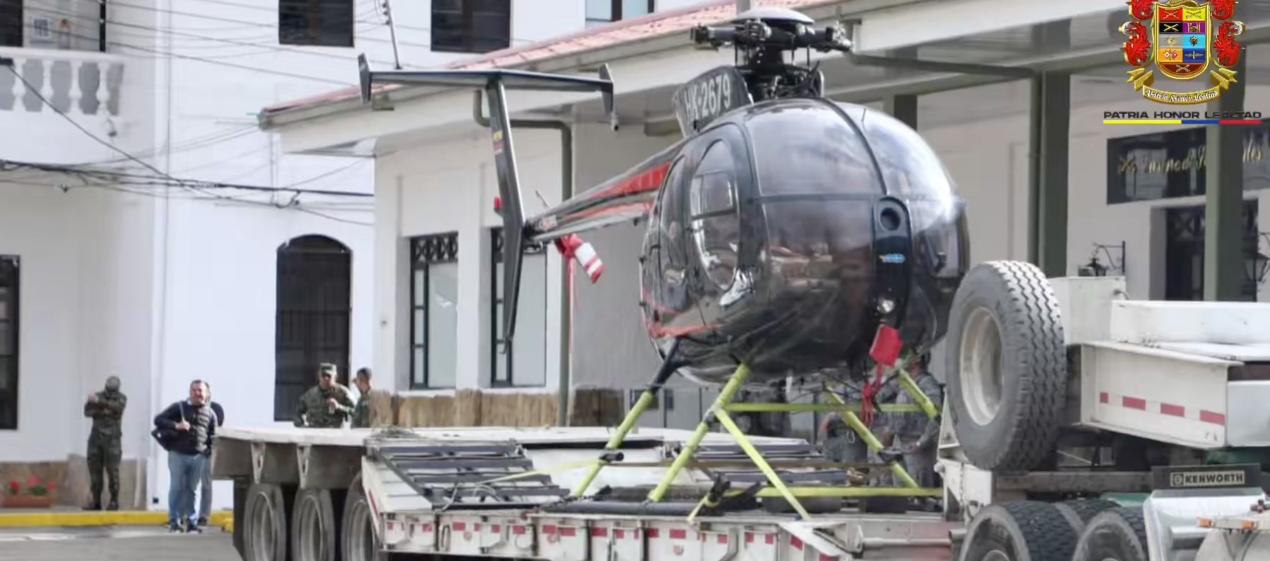 El helicóptero incautado por el Ejército. 