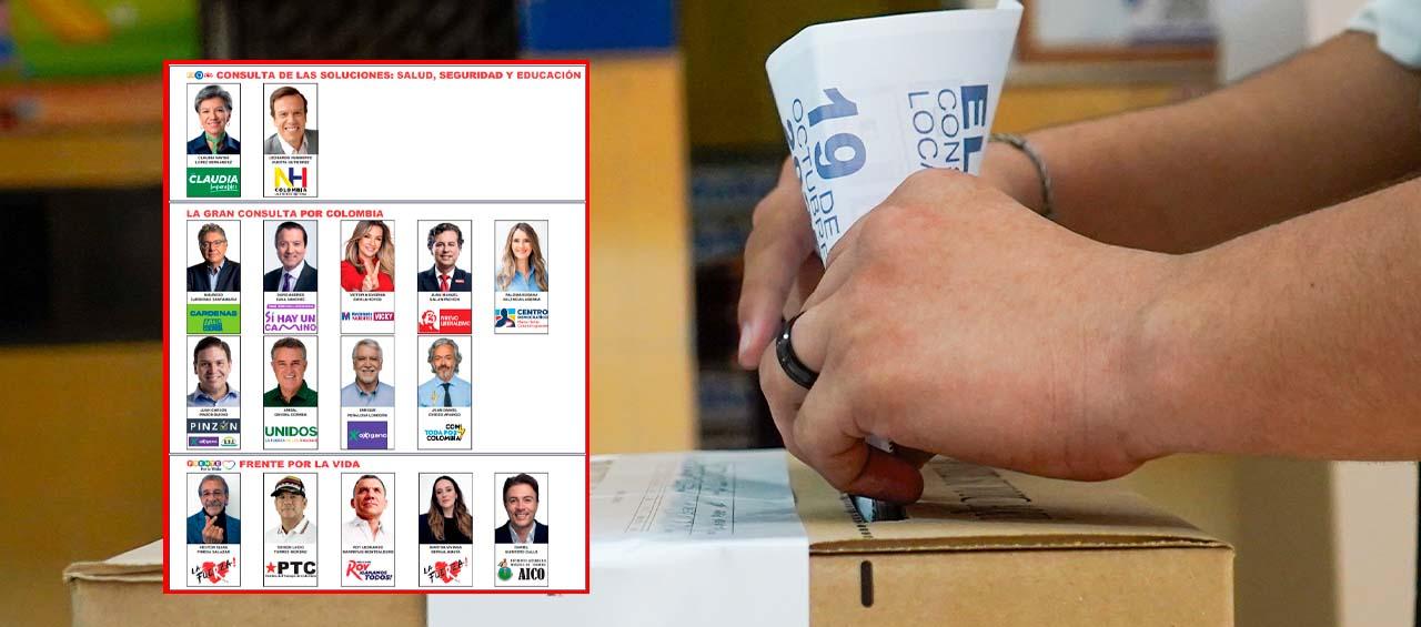 Tarjetón para las consultas del 8 de marzo