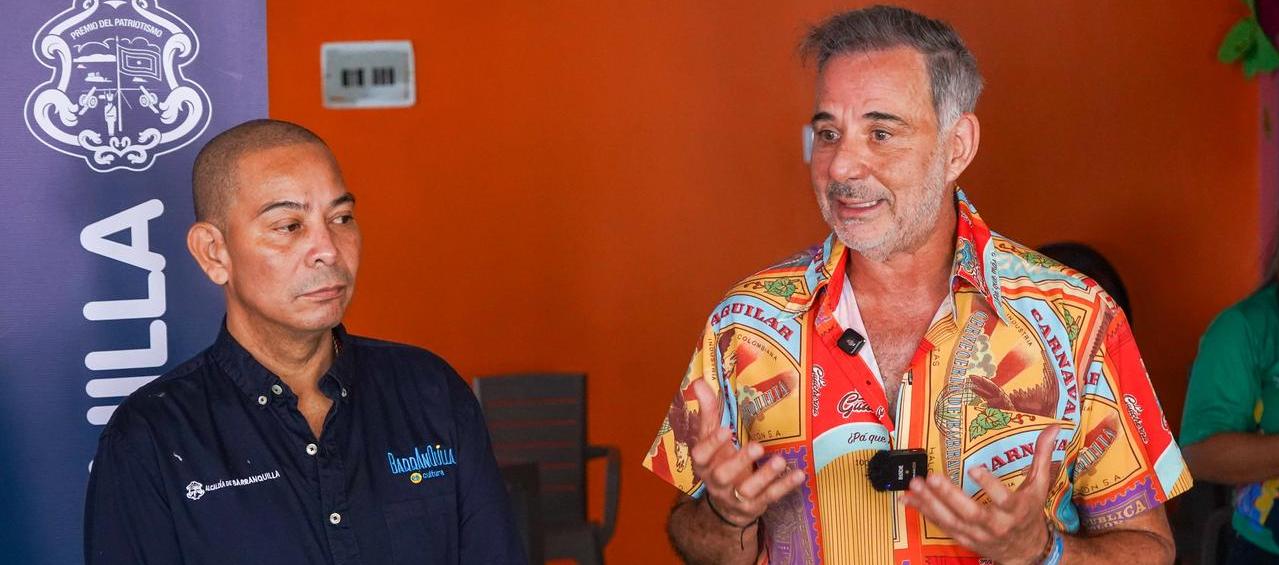 El secretario de Cultura, Juan Carlos Ospino y el gerente de Carnaval SAS, Juan José Jaramillo.