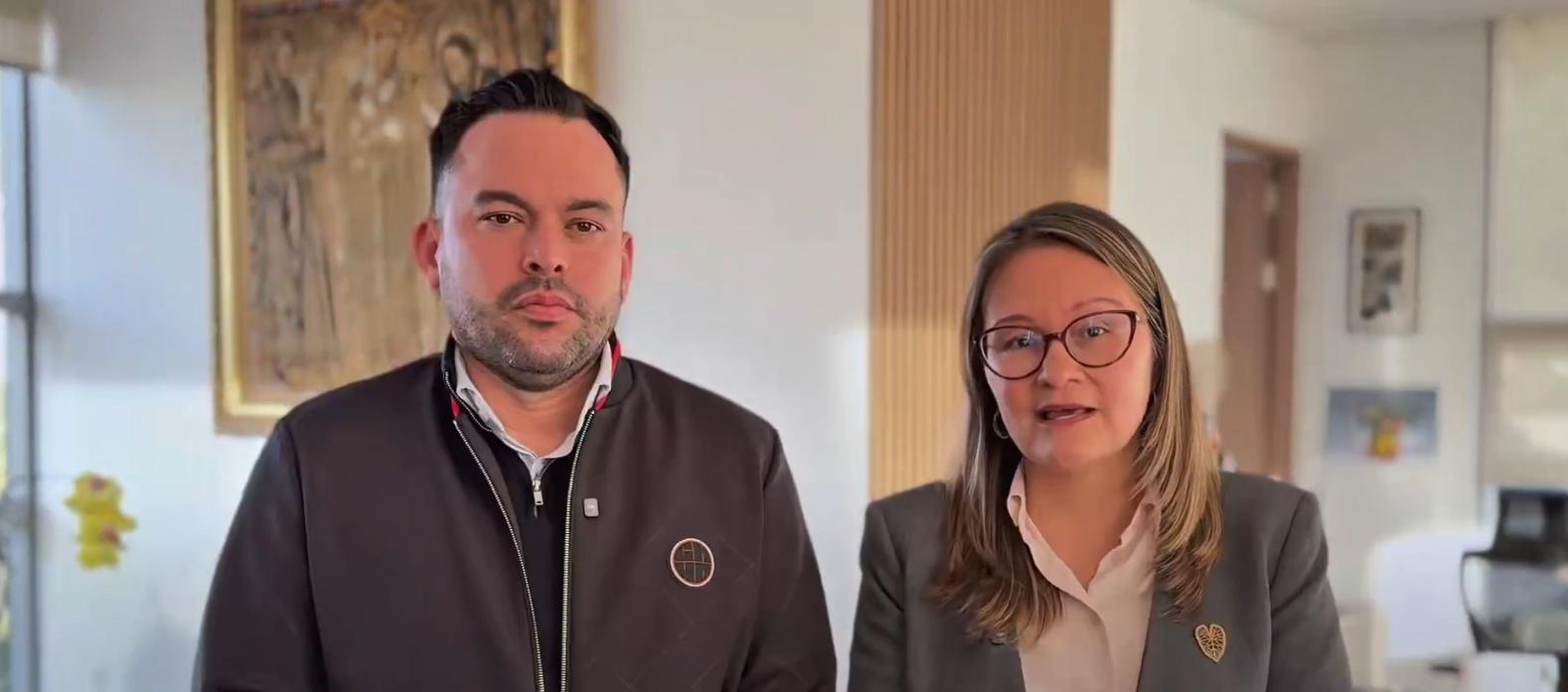 El Ministro de Minas, Edwin Palma, y la Superintendente de Industria y Comercio, Cielo Rusinque.