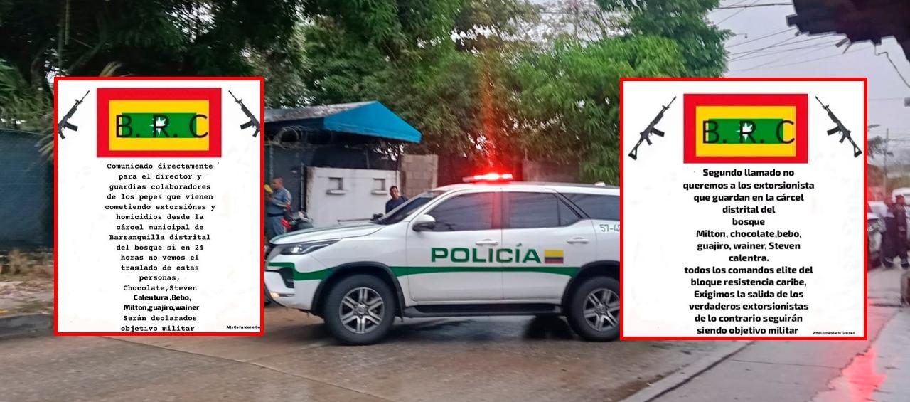 Dos panfletos circulan en la que se hace mención que los presuntos responsables de lanzar la granada serían 'Los Costeños'. 