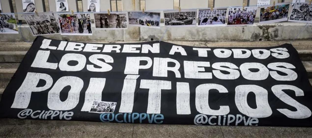 Protesta para que se liberan los presos políticos en Venezuela. 