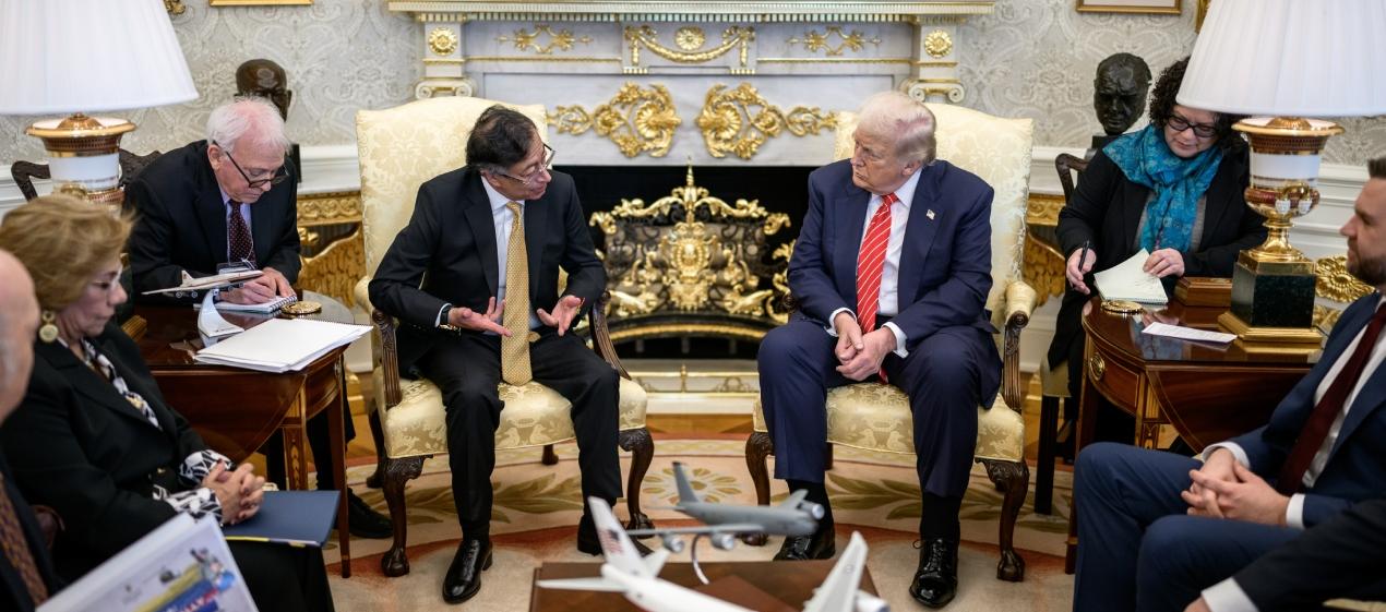 Gustavo Petro y Donald Trump en su reunión en la Casa Blanca.