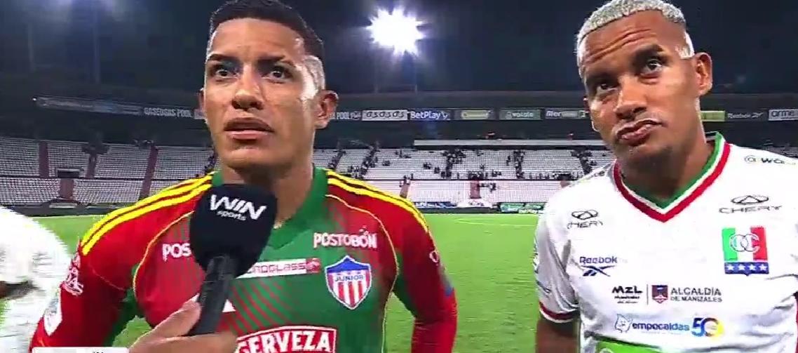 Cristian y Michael Barrios, en la entrevista con Win Sports al final del partido.