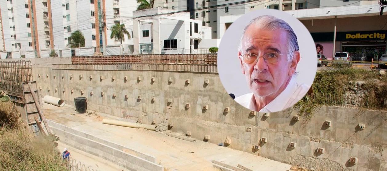 Aspecto de las obras de la Gran Vía y el gobernador Eduardo Verano (círculo). 