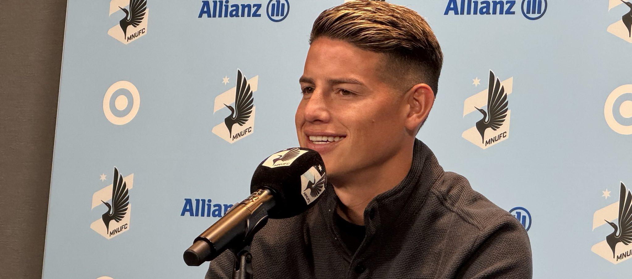 James Rodríguez durante su presentación como nuevo jugador del Minnesota United. 