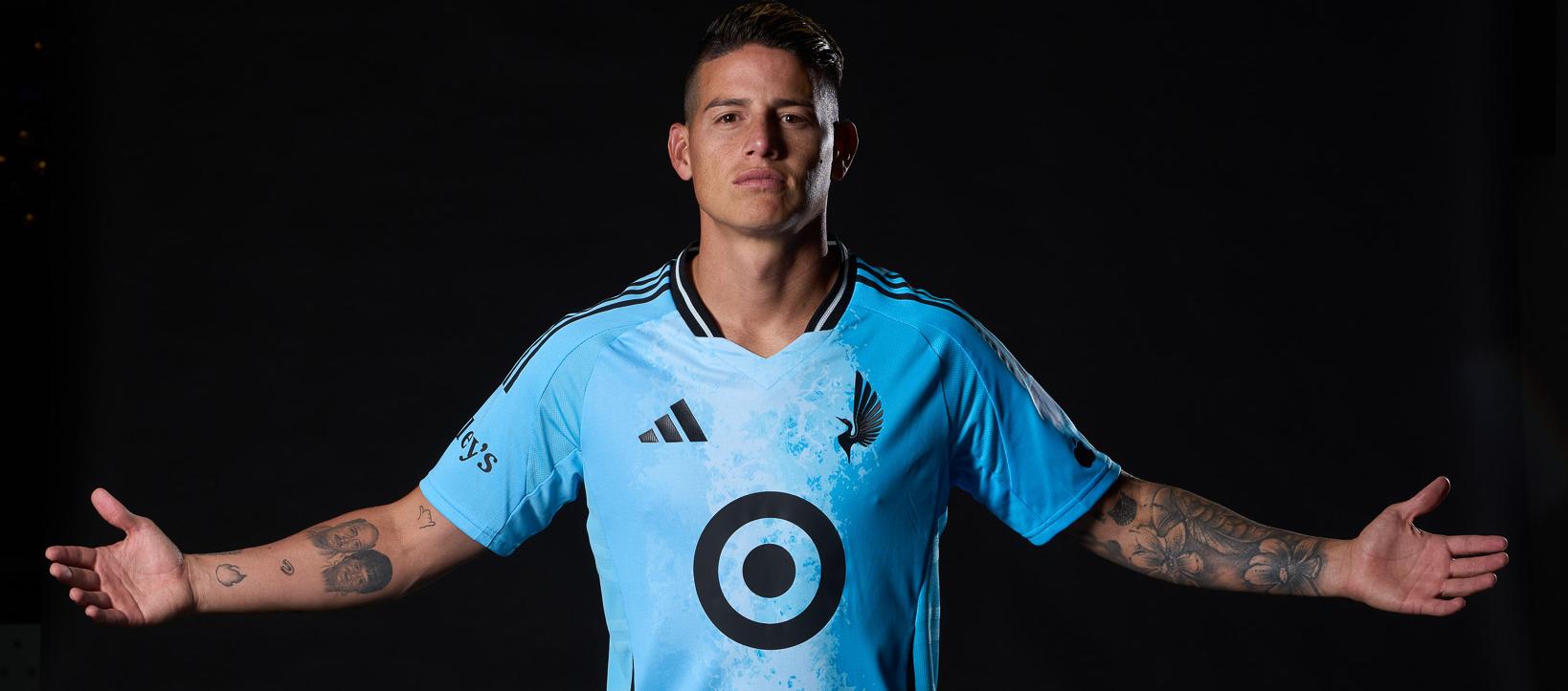 James Rodríguez con la camiseta de su nuevo club: Minnesota United.
